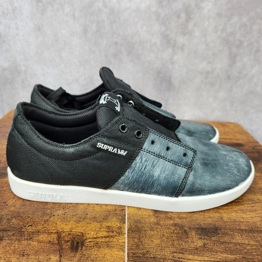 Supra Stacks Sneakers Mens 13 Gray Black Terry‎ Kennedy Canvas Skate Sk8 Shoes